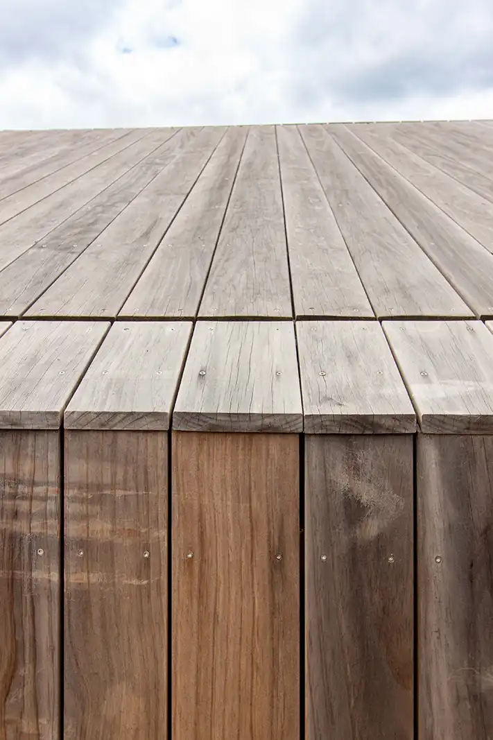 Architectural elevation drawing showing continuous timber cladding