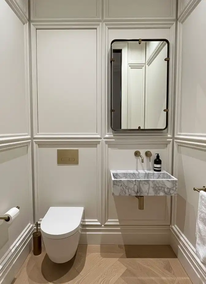 Compact WC with bespoke finishes and precise detailing London