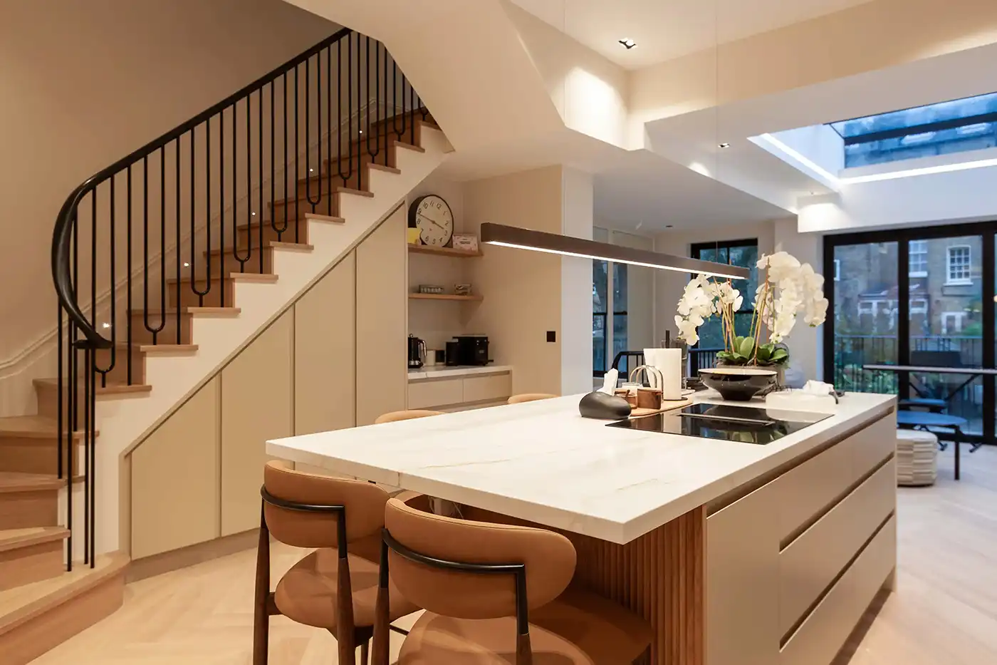 Modern kitchen with clean lines and integrated appliances Westbourne Grove townhouse